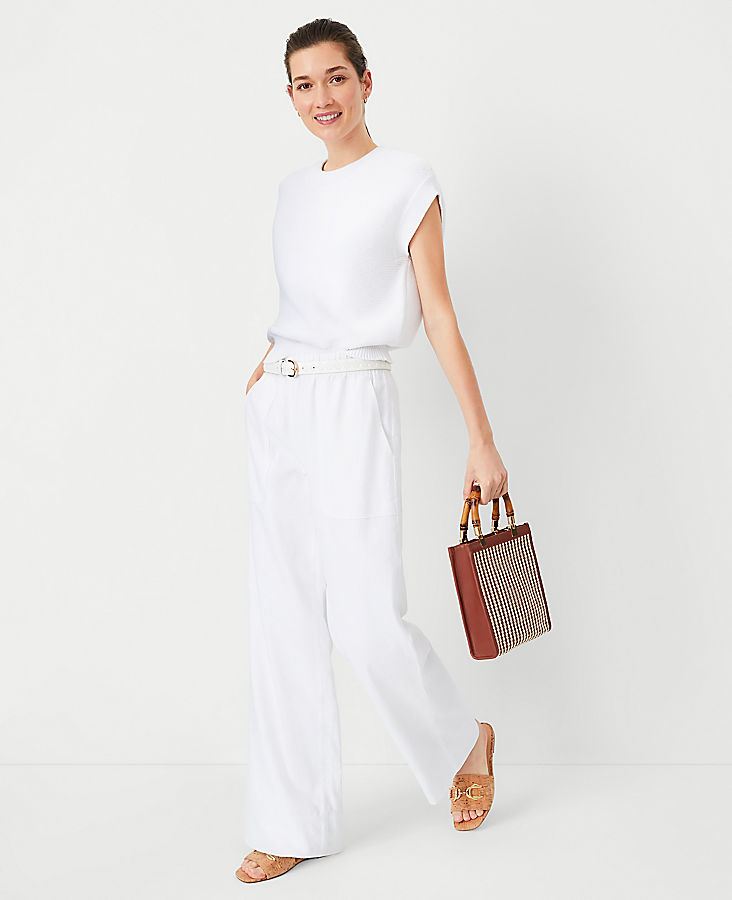 Petite AT Weekend Easy Straight Leg Pants in Linen Blend