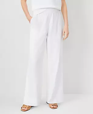 Petite AT Weekend Easy Straight Leg Pants in Linen Blend carousel Product Image 2