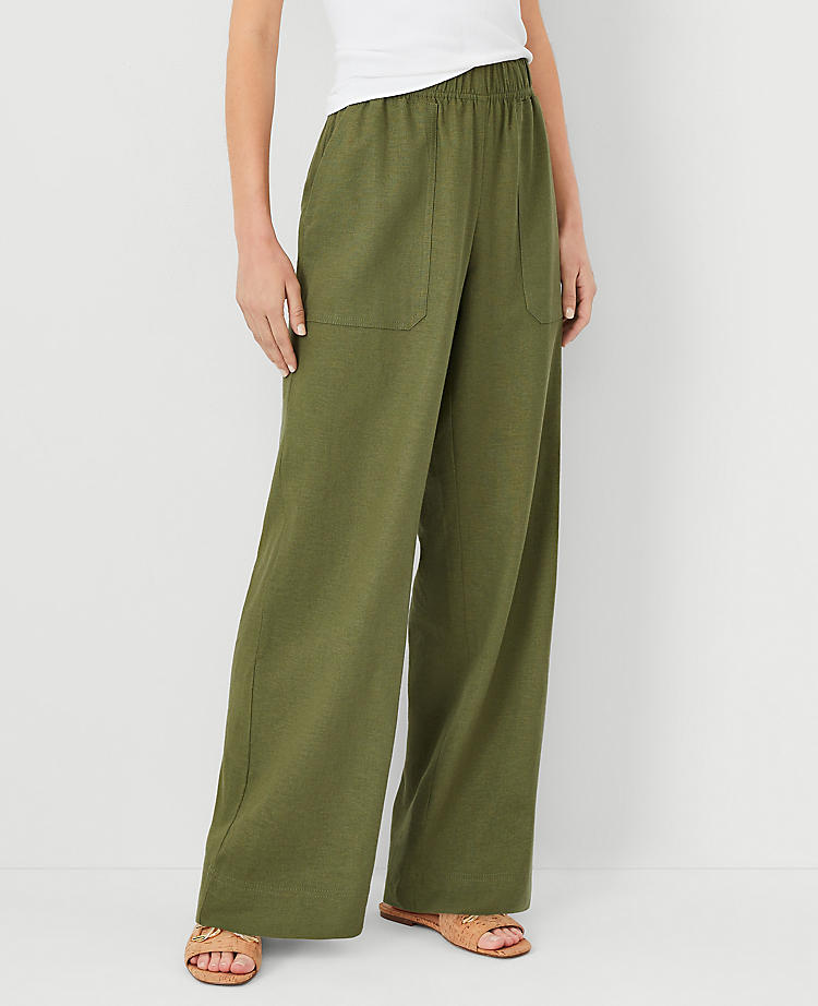 Petite AT Weekend Easy Straight Leg Pants in Linen Blend