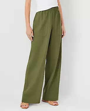 Petite AT Weekend Easy Straight Leg Pants in Linen Blend carousel Product Image 2