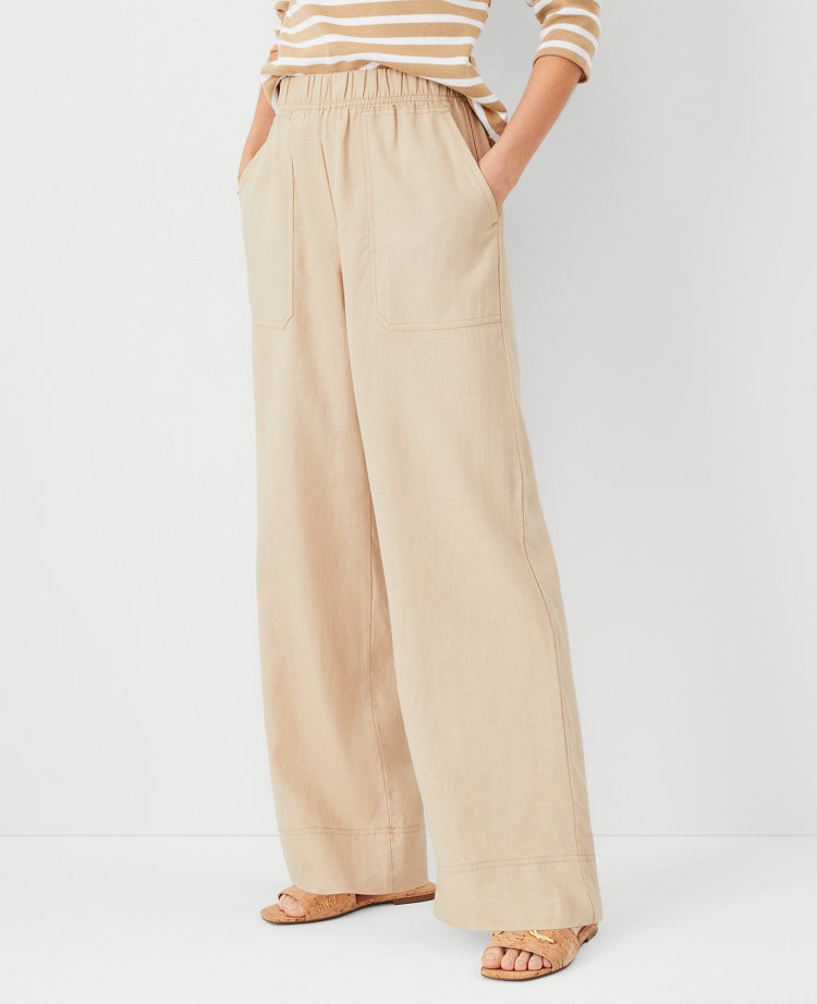 Petite AT Weekend Easy Straight Leg Pants in Linen Blend