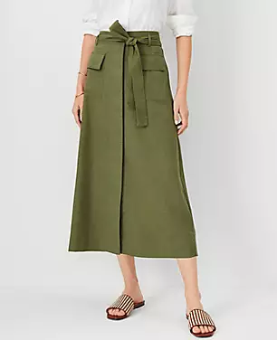 Petite AT Weekend Linen Blend Cargo Midi Skirt carousel Product Image 2