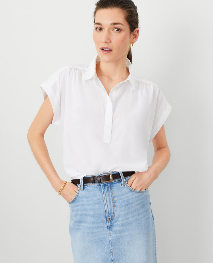 Ann Taylor Petite AT Weekend Shirred Shirt