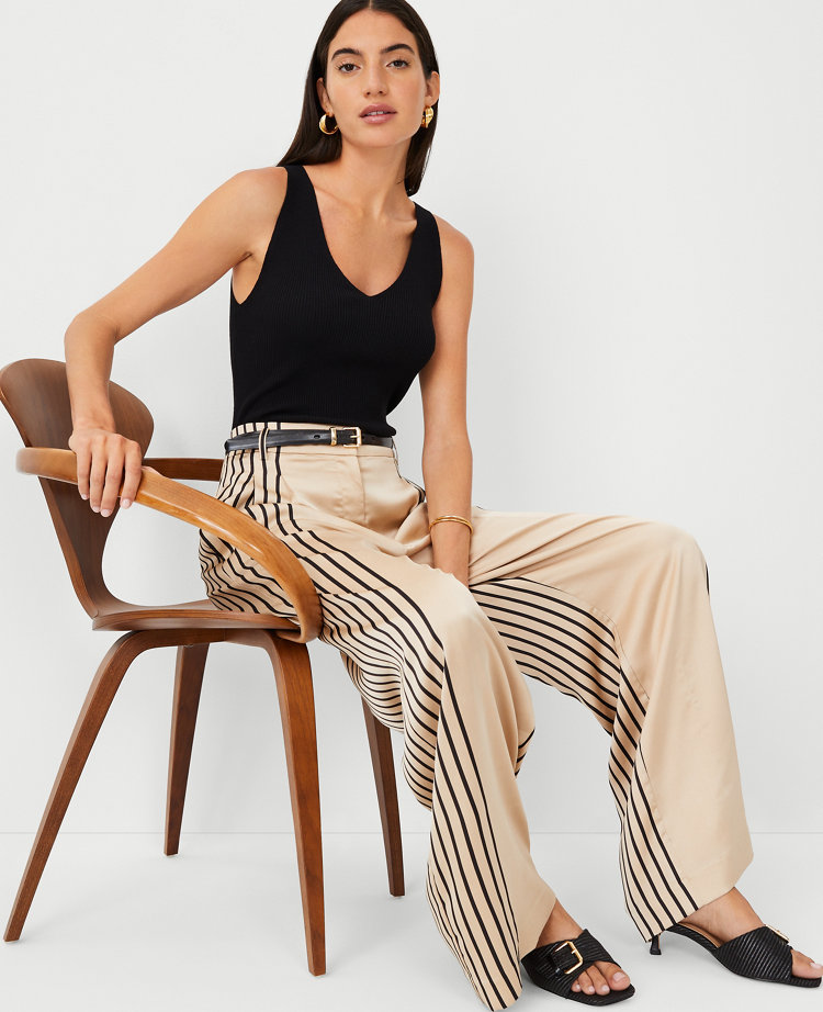 The Pleated Wide-Leg Pant in Satin