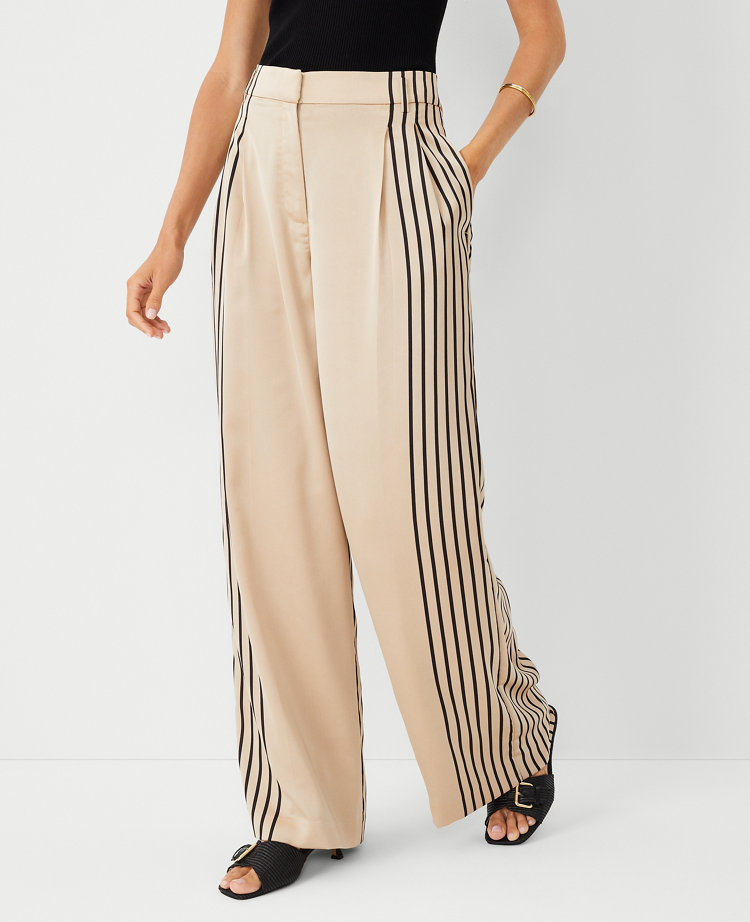 The Pleated Wide-Leg Pant in Satin