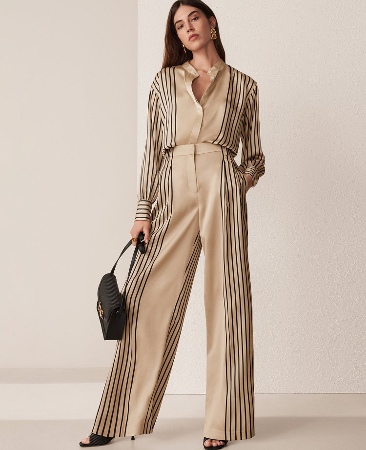 Ann Taylor The Pleated Wide Leg Pant in Satin