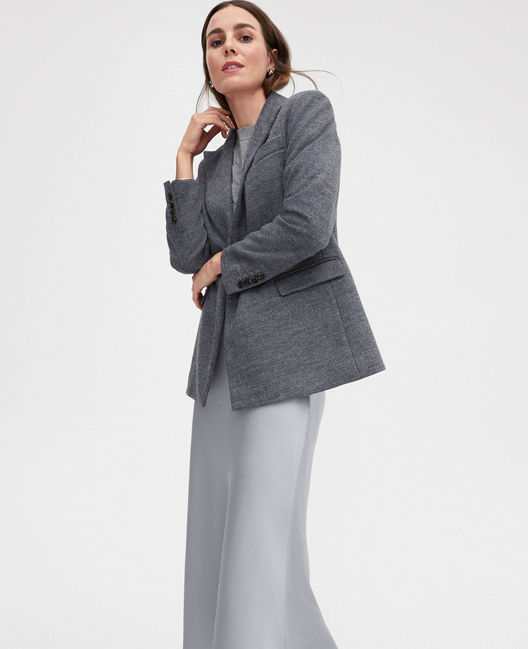 The Relaxed Double Breasted Long Blazer in Twill