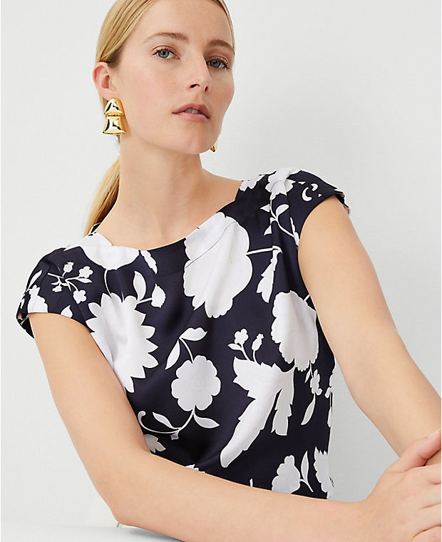 Tall Floral Boatneck Top
