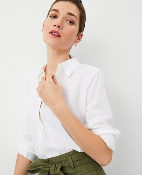 Ann Taylor Petite AT Weekend Relaxed Linen Blend Shirt