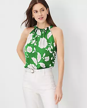 Petite Floral Neck Halter Top carousel Product Image 1