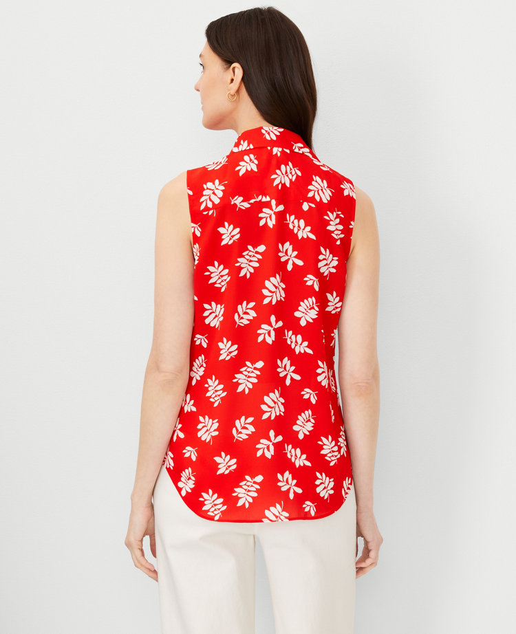 Ann Taylor Leaf Sleeveless Essential Shirt Fiery Red Women's