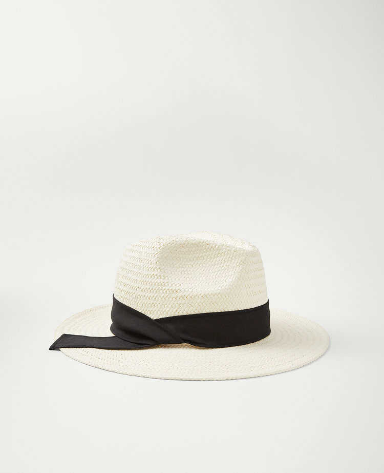 Ann Taylor Straw Ribbon Hat White Women's