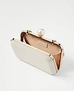 Metallic Linen Pearlized Snap Hard Clutch carousel Product Image 2