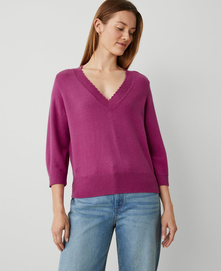 Ann taylor v neck sweater best sale