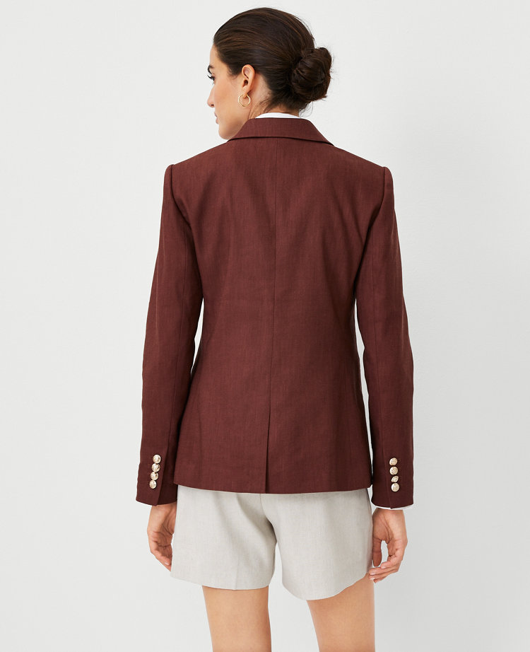 Ann Taylor The Hutton Blazer Linen Twill Brown Stone Women's