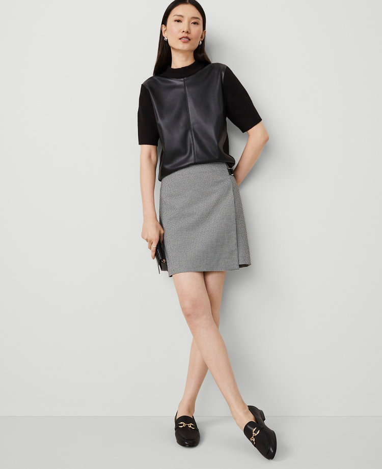 Faux Leather Mixed Media Sweater Tee