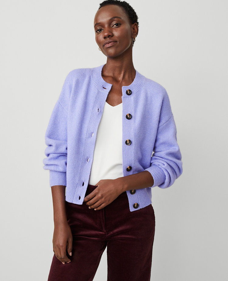 Drop Shoulder Cardigan - Purple Lilac