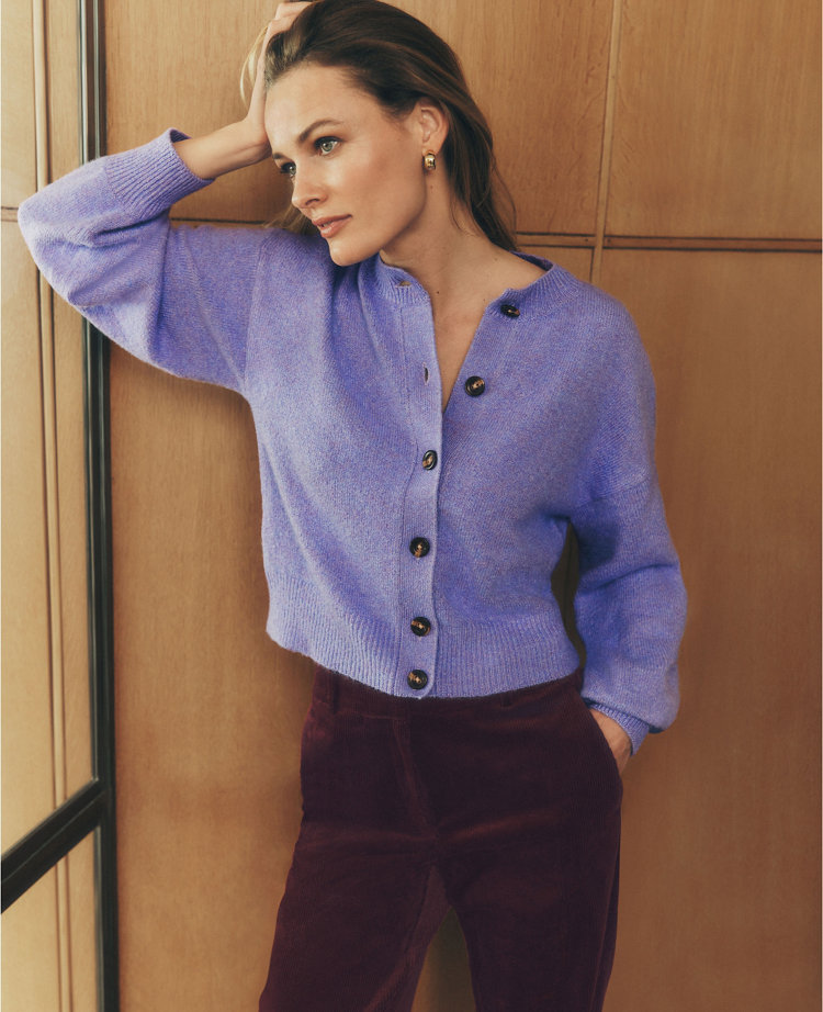 Drop Shoulder Cardigan - Purple Lilac