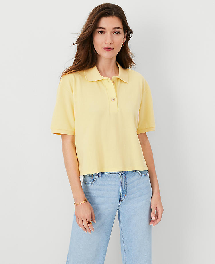 Petite AT Weekend Cropped Polo Top