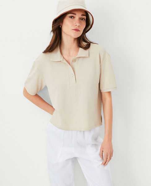 Ann Taylor Petite AT Weekend Cropped Polo Top