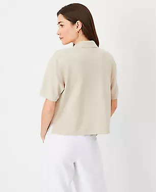 Petite AT Weekend Cropped Polo Top carousel Product Image 2