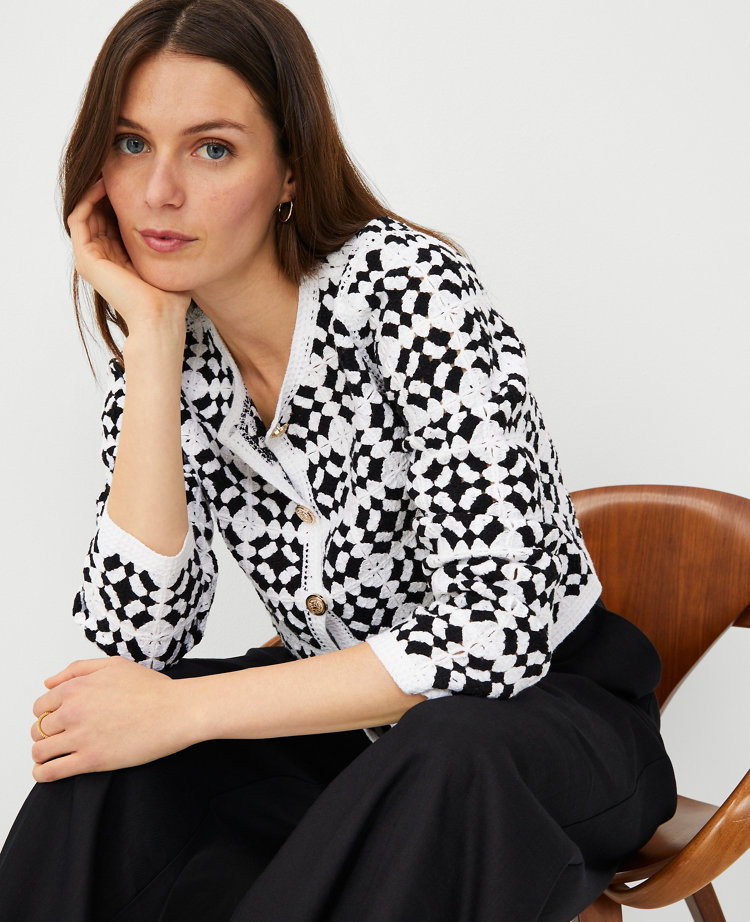 Petite Geo Crochet Cardigan