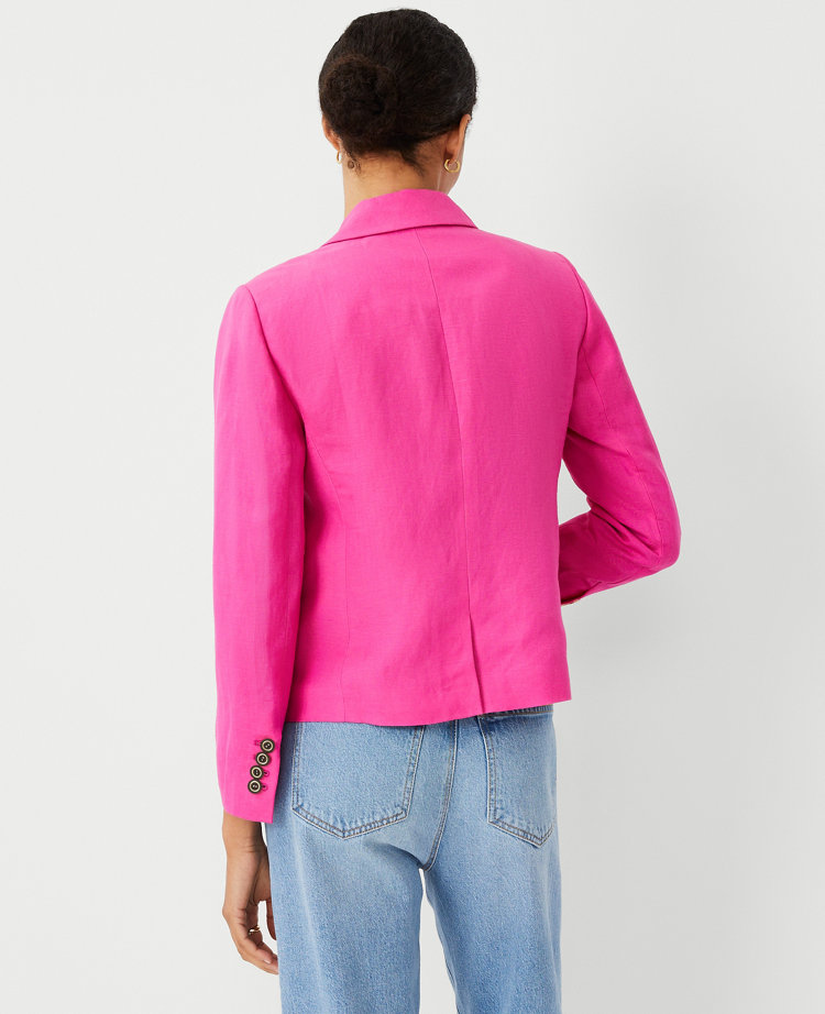 Ann Taylor The Newbury Blazer Linen Blend Bold Pink Women's