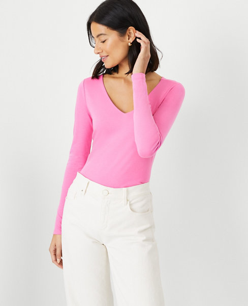 Ann Taylor Women Size Medium Pink Long Sleeve Casual Shirt Top 16