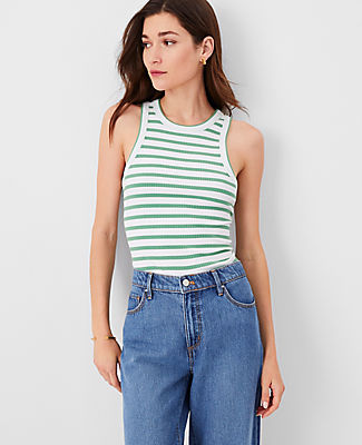 Ann Taylor Petite AT Weekend Striped Ribbed Tank Top