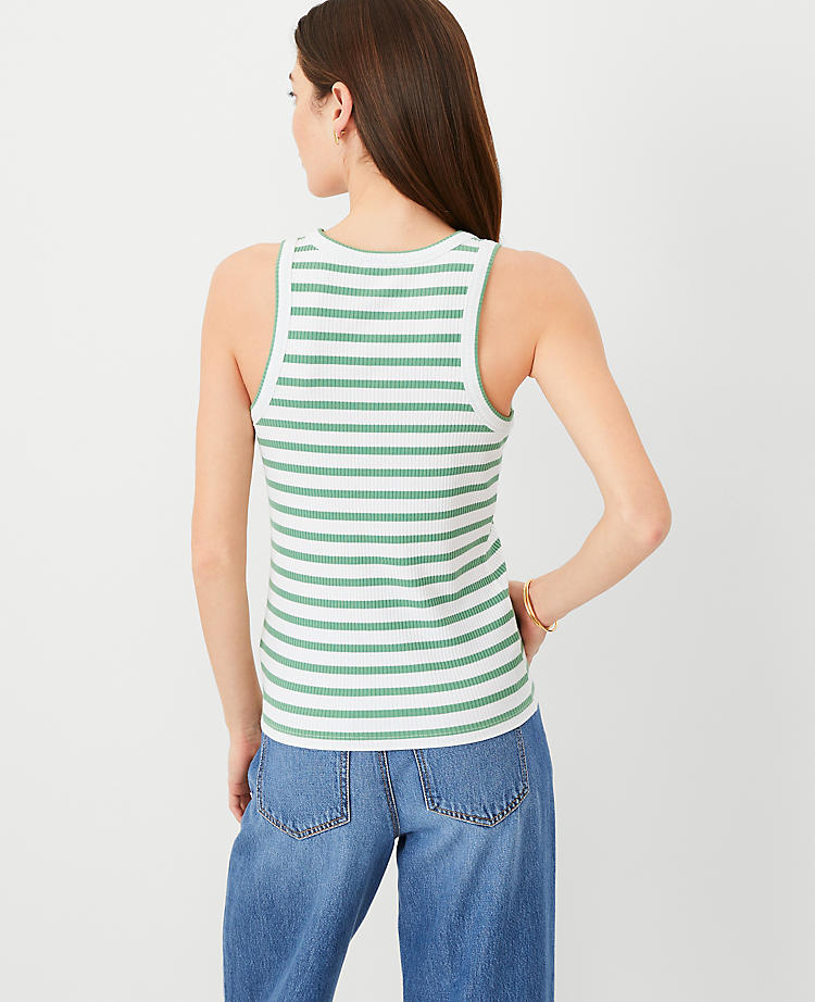 Petite AT Weekend Striped Ribbed Tank Top