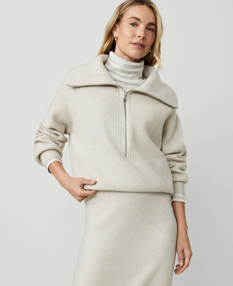 Ribbed Half Zip Sweater