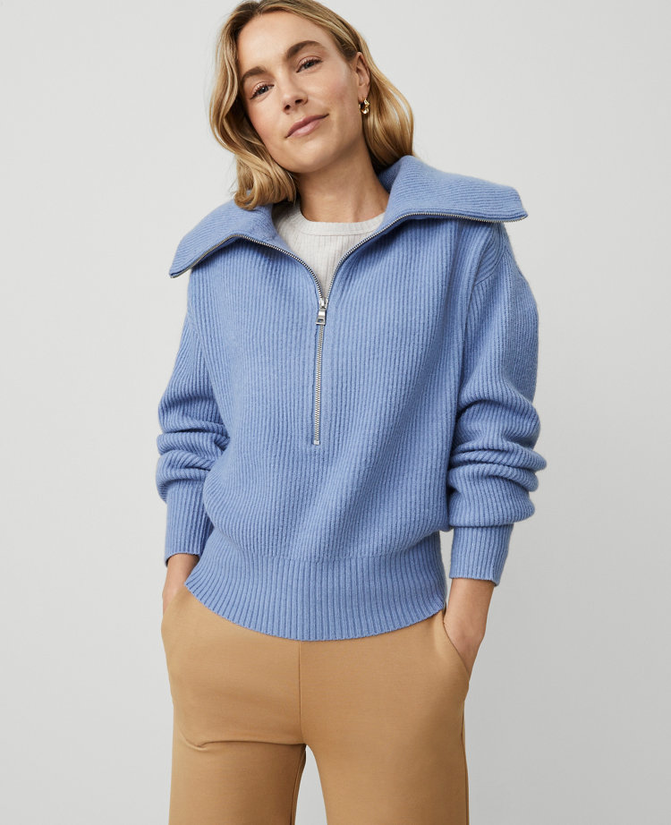 Weekend Collection Ribbed Half Zip Sweater