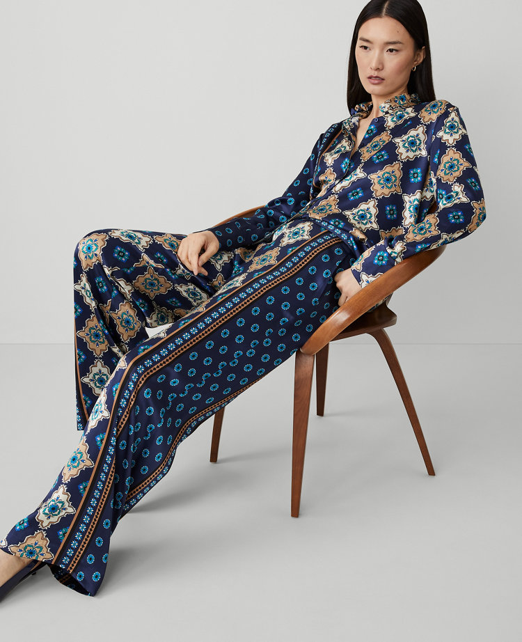 Studio Collection Wide-Leg Pant in Silk Charmeuse