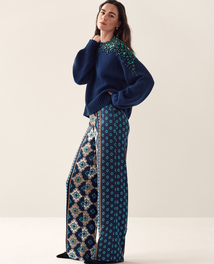 Studio Collection Wide-Leg Pant in Silk Charmeuse