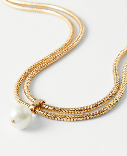 Ann Taylor Pearlized Ball Double Strand Necklace