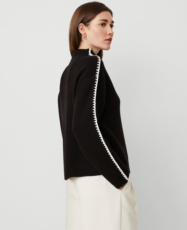 Blanket Stitch Turtleneck Sweater