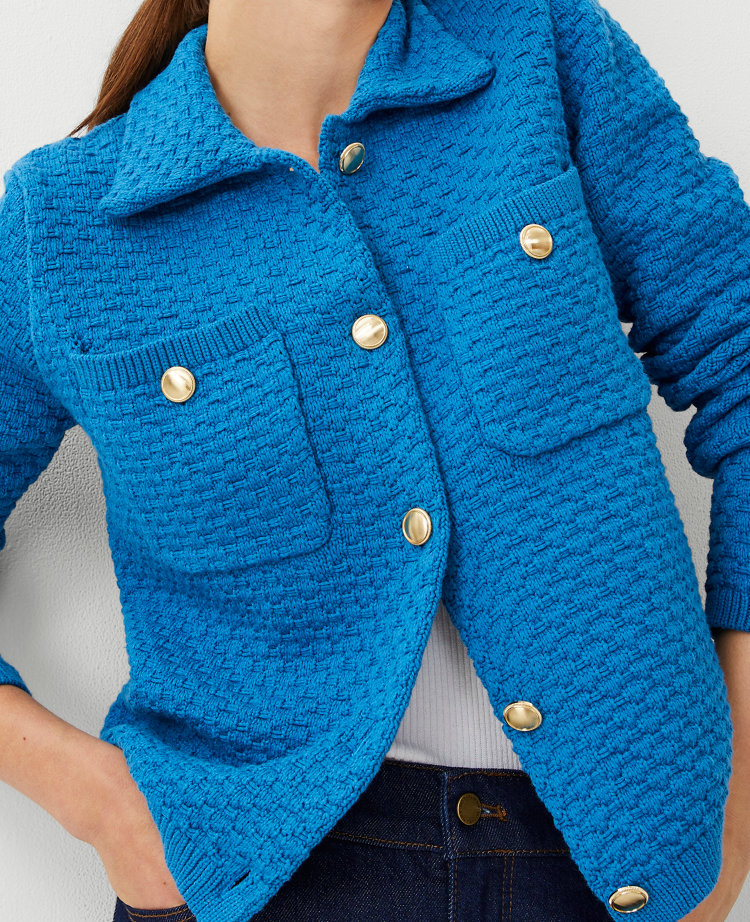 Ann Taylor Petite Utility Sweater Jacket Santorini Women's
