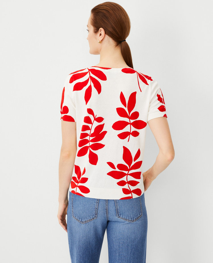 Ann Taylor Leafed Modern Sweater T-Shirt Fiery Red Women's