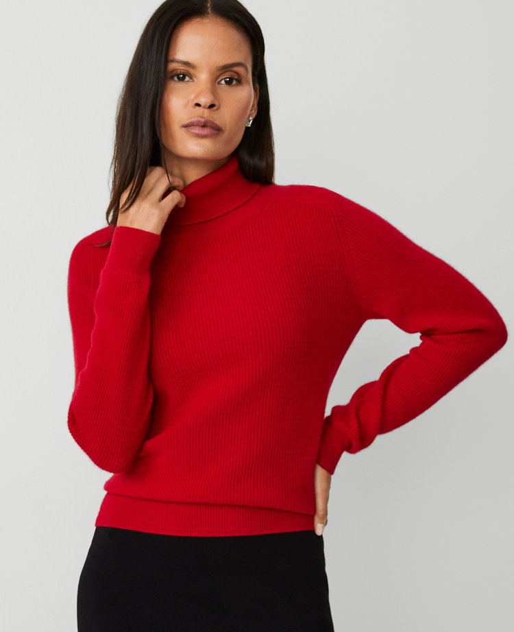 Cashmere Ribbed Turtleneck Sweater