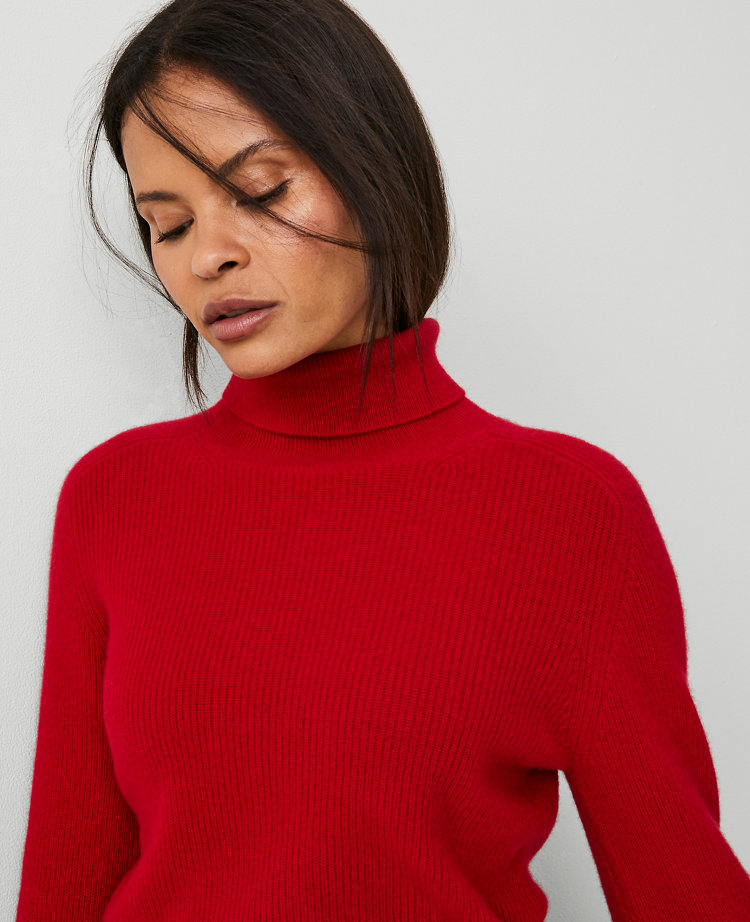 Cashmere Ribbed Turtleneck Sweater