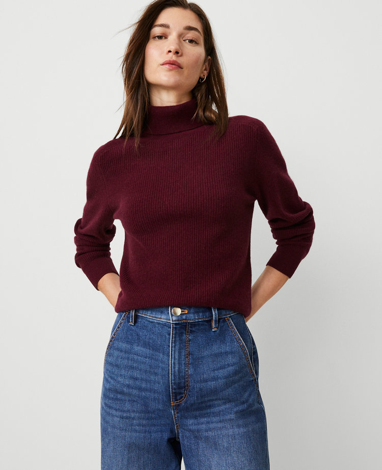 Cashmere Ribbed Turtleneck Sweater