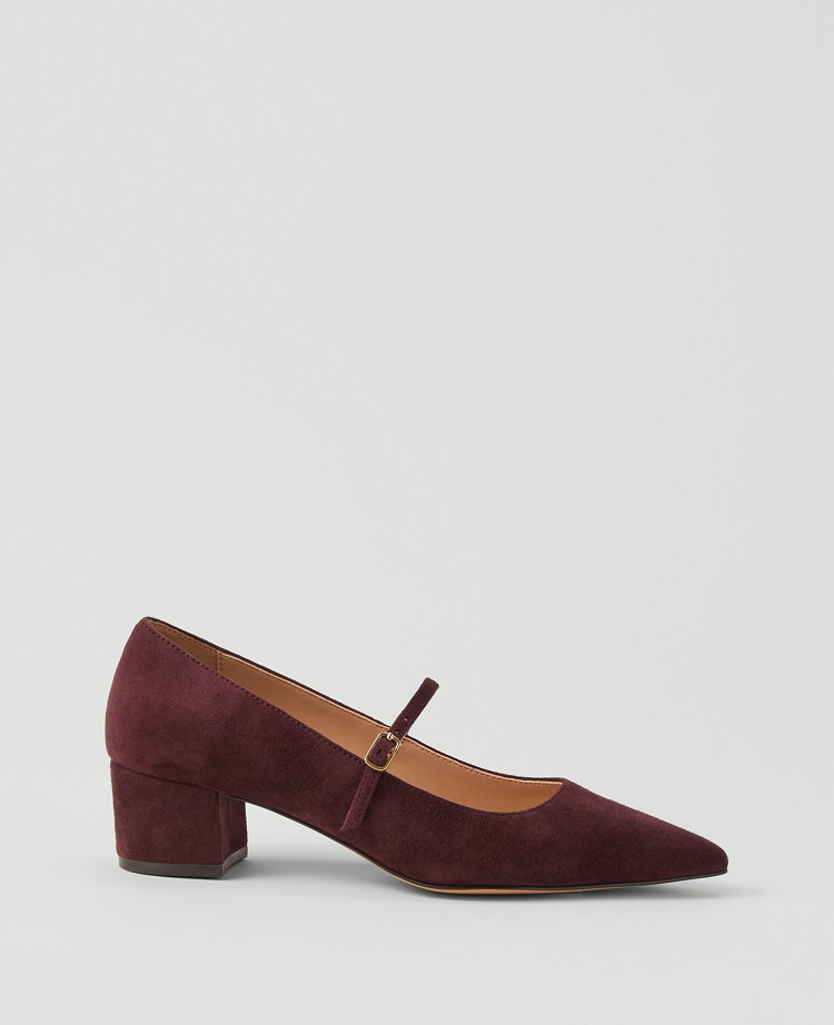 Suede Mary Jane Block Heel Pump