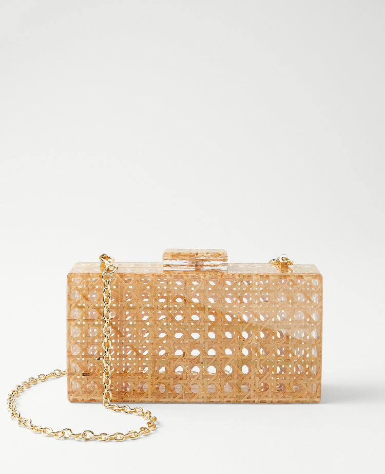 Clear Woven Straw Hard Clutch