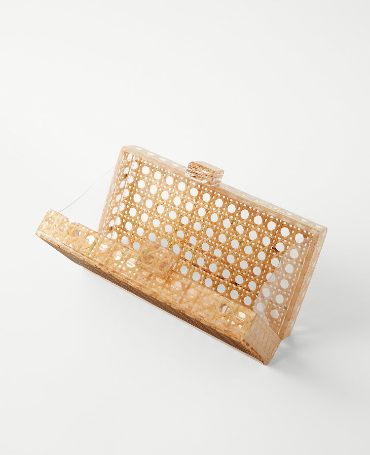Faux Straw Wood Frame Clutch main image 0