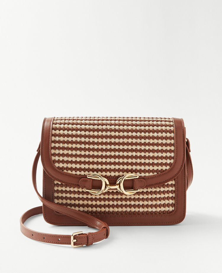 Ann Taylor AT Weekend Chain Woven Leather Crossbody Bag