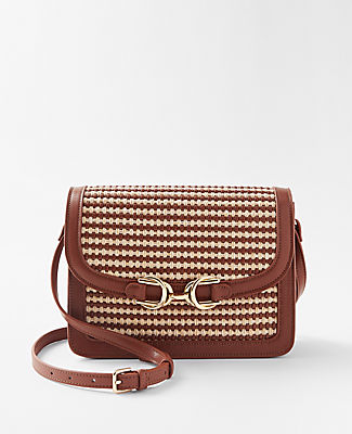 Ann Taylor AT Weekend Chain Woven Leather Crossbody Bag