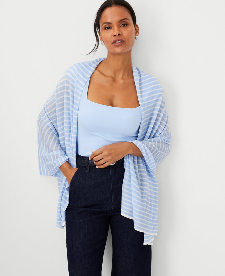 Ann Taylor Oversized Striped Poncho Wrap Women's