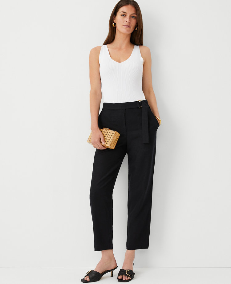 The Petite Belted Ankle Pant