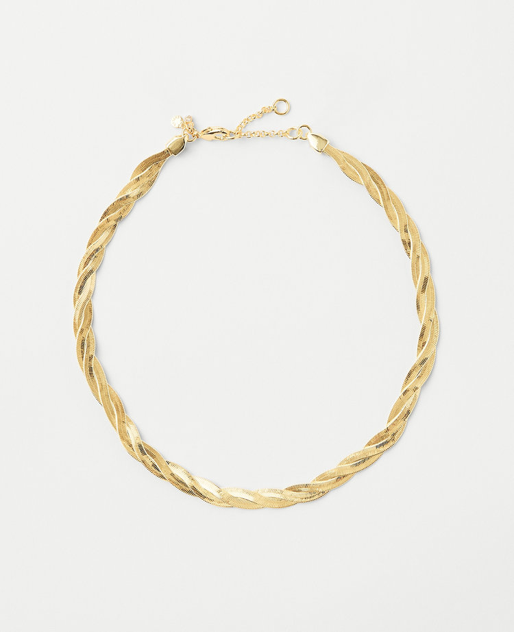 Ann Taylor Braided Snake Chain Necklace Goldtone Women's