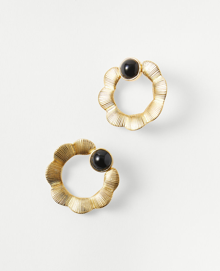 Textured Metal Ring Statement Earrings